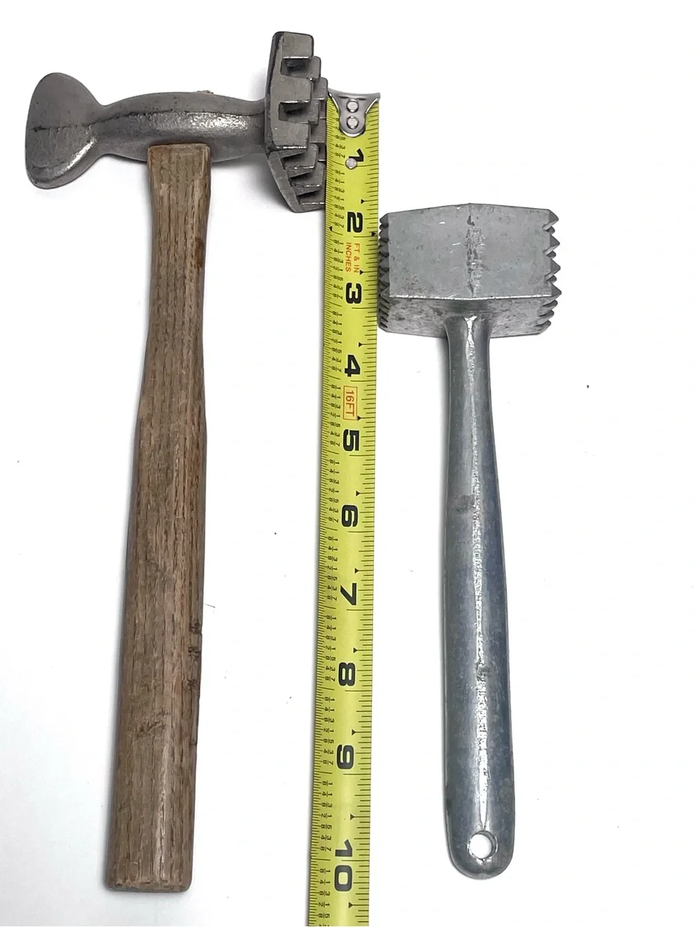 Vintage Meat Tenderizer Mallet Lot (2) Cast Aluminum Wood Handle Kitchen Pounder